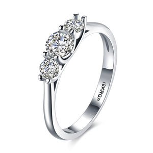 Three Stone Austrian Elements Ring in 18K White Gold