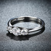 Three Stone Swarovski Elements Ring in 18K White Gold