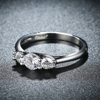 Three Stone Swarovski Elements Ring in 18K White Gold