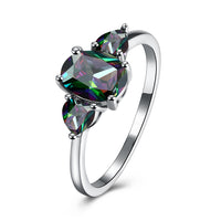 Multi Mystic Topaz 3 Stone Ring in 18K White Gold