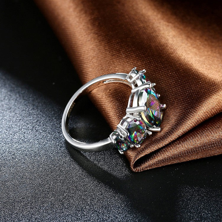 Five Stone Mystic Fire Topaz 18K White Gold Plated Ring, Rings, Golden NYC Jewelry, Golden NYC Jewelry jewelryjewelry deals, swarovski crystal jewelry, groupon jewelry,, jewelry for mom,