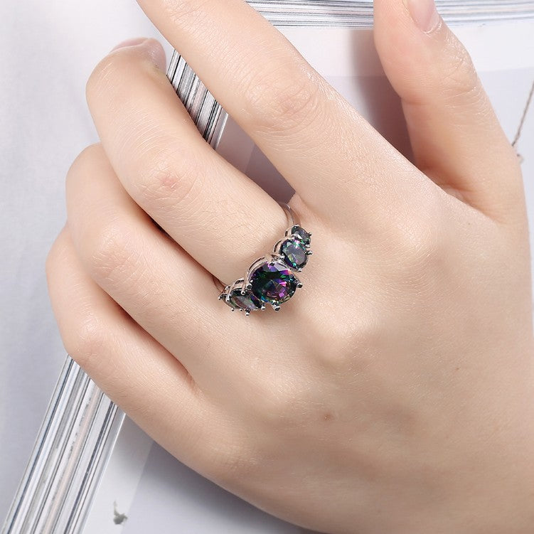 Five Stone Mystic Fire Topaz 18K White Gold Plated Ring, Rings, Golden NYC Jewelry, Golden NYC Jewelry jewelryjewelry deals, swarovski crystal jewelry, groupon jewelry,, jewelry for mom,