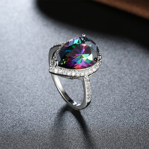 4.00 CTTW Genuine Rainbow Topaz Pear Cut Sterling Silver Ring, Rings, Golden NYC Jewelry, Golden NYC Jewelry  jewelryjewelry deals, swarovski crystal jewelry, groupon jewelry,, jewelry for mom,