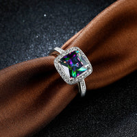 Pave Classic Emerald Cut Ring in 18K White Gold