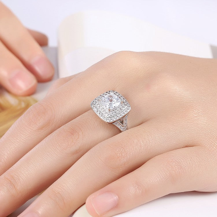 2.50 ct Cushion Double Halo Square Engagement Ring, Rings, Golden NYC Jewelry, Golden NYC Jewelry jewelryjewelry deals, swarovski crystal jewelry, groupon jewelry,, jewelry for mom,