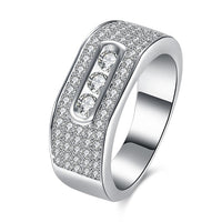 Micro-Pave Three Center Stone Swarovski Ring In White Gold, , Golden NYC Jewelry, Golden NYC Jewelry fashion jewelry, cheap jewelry, jewelry for mom, 