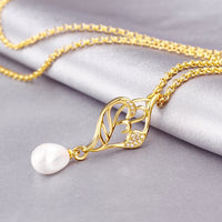Freshwater Pearl Swarovski Curved Pendant Necklace in 14K Gold, Necklaces, Golden NYC Jewelry, Golden NYC Jewelry  jewelryjewelry deals, swarovski crystal jewelry, groupon jewelry,, jewelry for mom,