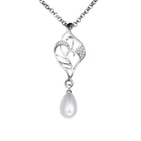 Freshwater Pearl Swarovski Curved Pendant Necklace in 18K White Gold, Necklaces, Golden NYC Jewelry, Golden NYC Jewelry jewelryjewelry deals, swarovski crystal jewelry, groupon jewelry,, jewelry for mom,