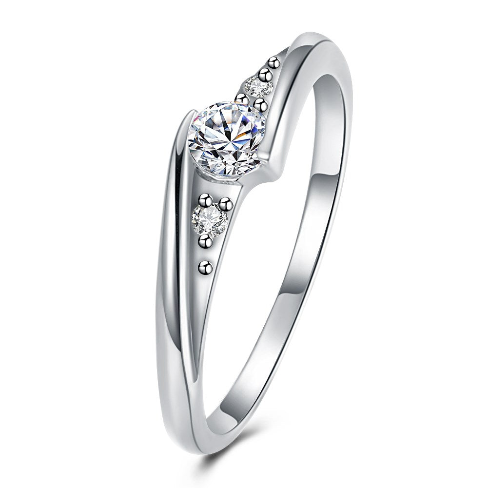 18K White Gold Plated Swarovski Elements Curved Ring, , Golden NYC Jewelry, Golden NYC Jewelry jewelryjewelry deals, swarovski crystal jewelry, groupon jewelry,, jewelry for mom,