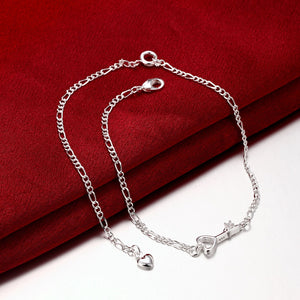 Key to Heart Anklet in 18K White Gold Plated