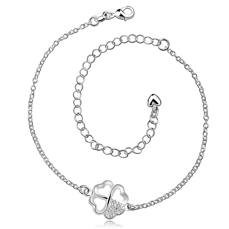 Clover Anklet in 18K White Gold Plated, Anklet, Golden NYC Jewelry, Golden NYC Jewelry jewelryjewelry deals, swarovski crystal jewelry, groupon jewelry,, jewelry for mom,