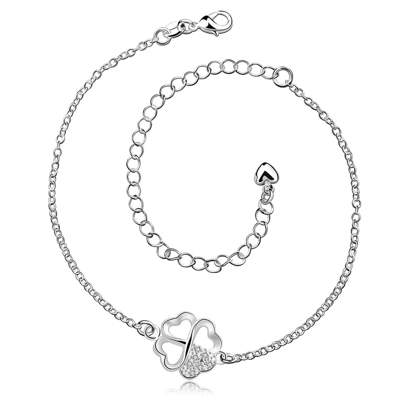 Clover Anklet in 18K White Gold Plated, Anklet, Golden NYC Jewelry, Golden NYC Jewelry  jewelryjewelry deals, swarovski crystal jewelry, groupon jewelry,, jewelry for mom,