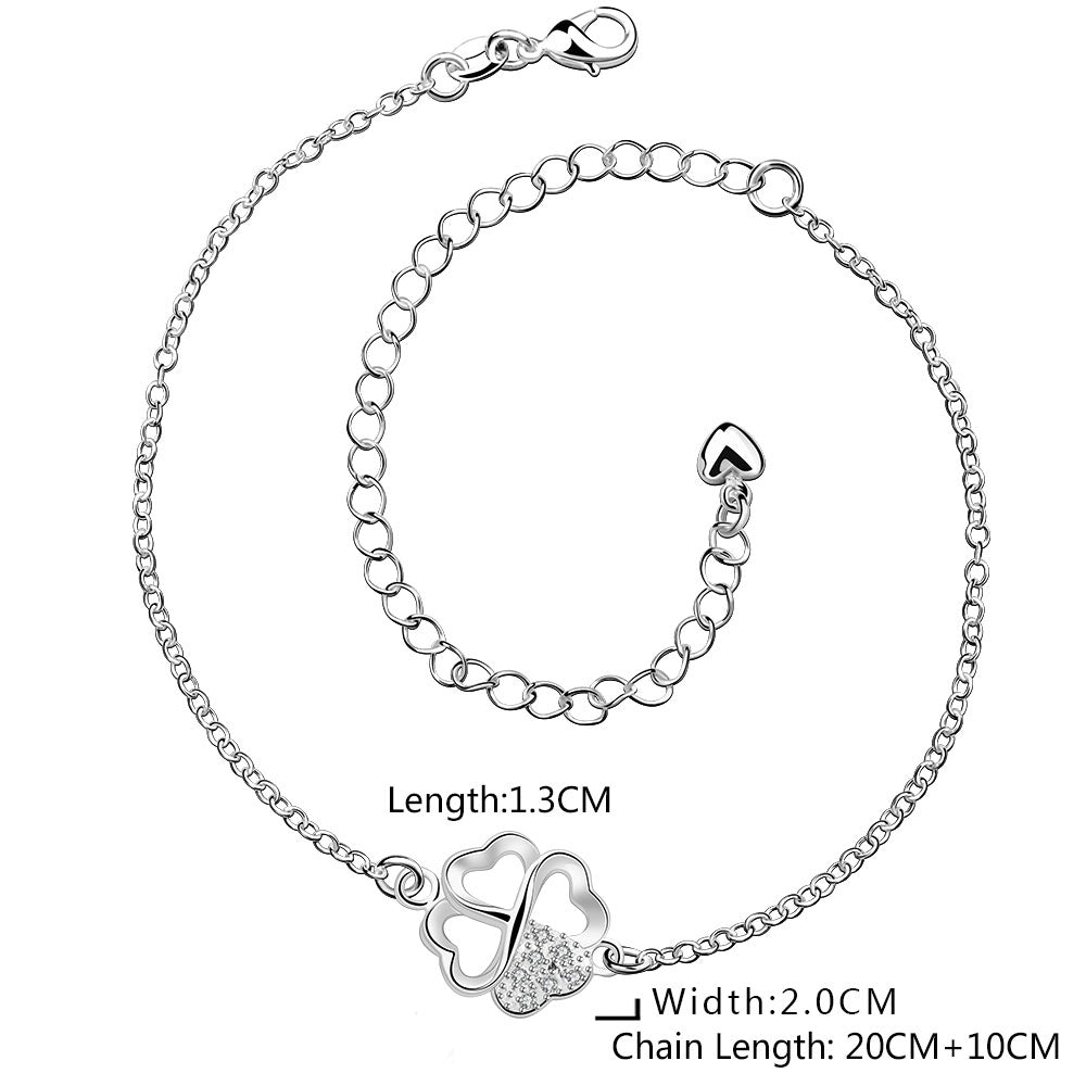 Clover Anklet in 18K White Gold Plated, Anklet, Golden NYC Jewelry, Golden NYC Jewelry jewelryjewelry deals, swarovski crystal jewelry, groupon jewelry,, jewelry for mom,