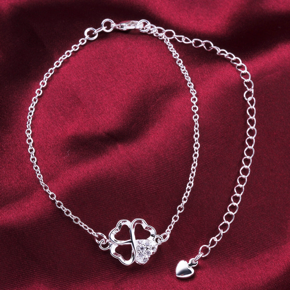 Clover Anklet in 18K White Gold Plated, Anklet, Golden NYC Jewelry, Golden NYC Jewelry jewelryjewelry deals, swarovski crystal jewelry, groupon jewelry,, jewelry for mom,