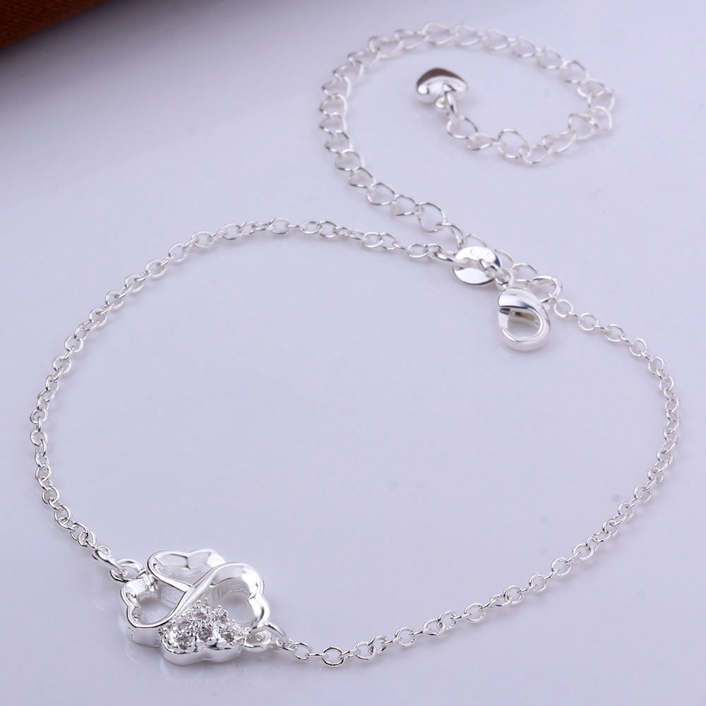Clover Anklet in 18K White Gold Plated, Anklet, Golden NYC Jewelry, Golden NYC Jewelry jewelryjewelry deals, swarovski crystal jewelry, groupon jewelry,, jewelry for mom,