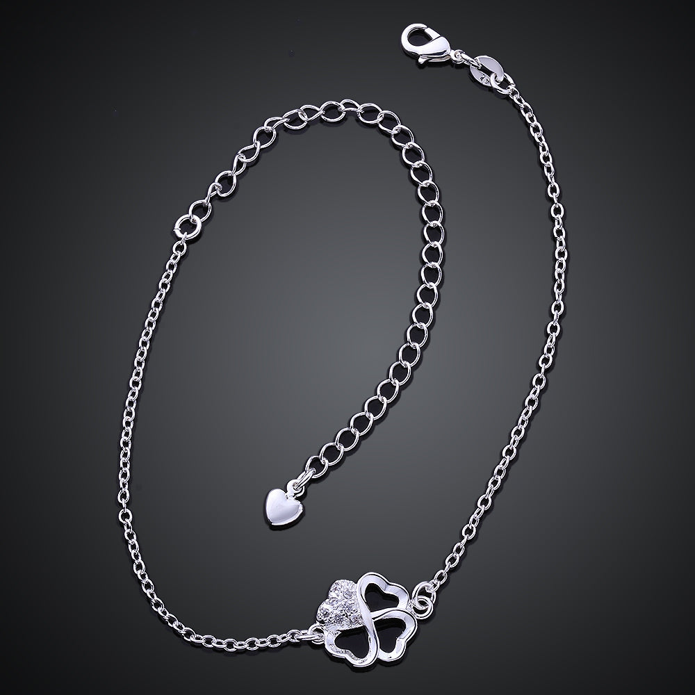 Clover Anklet in 18K White Gold Plated, Anklet, Golden NYC Jewelry, Golden NYC Jewelry jewelryjewelry deals, swarovski crystal jewelry, groupon jewelry,, jewelry for mom,