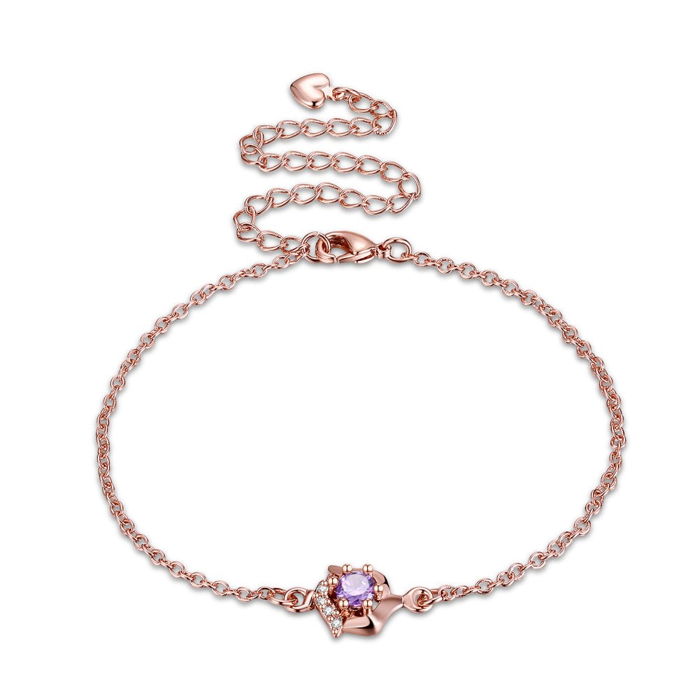 Pink Topaz Anklet in 18K Rose Gold Plated