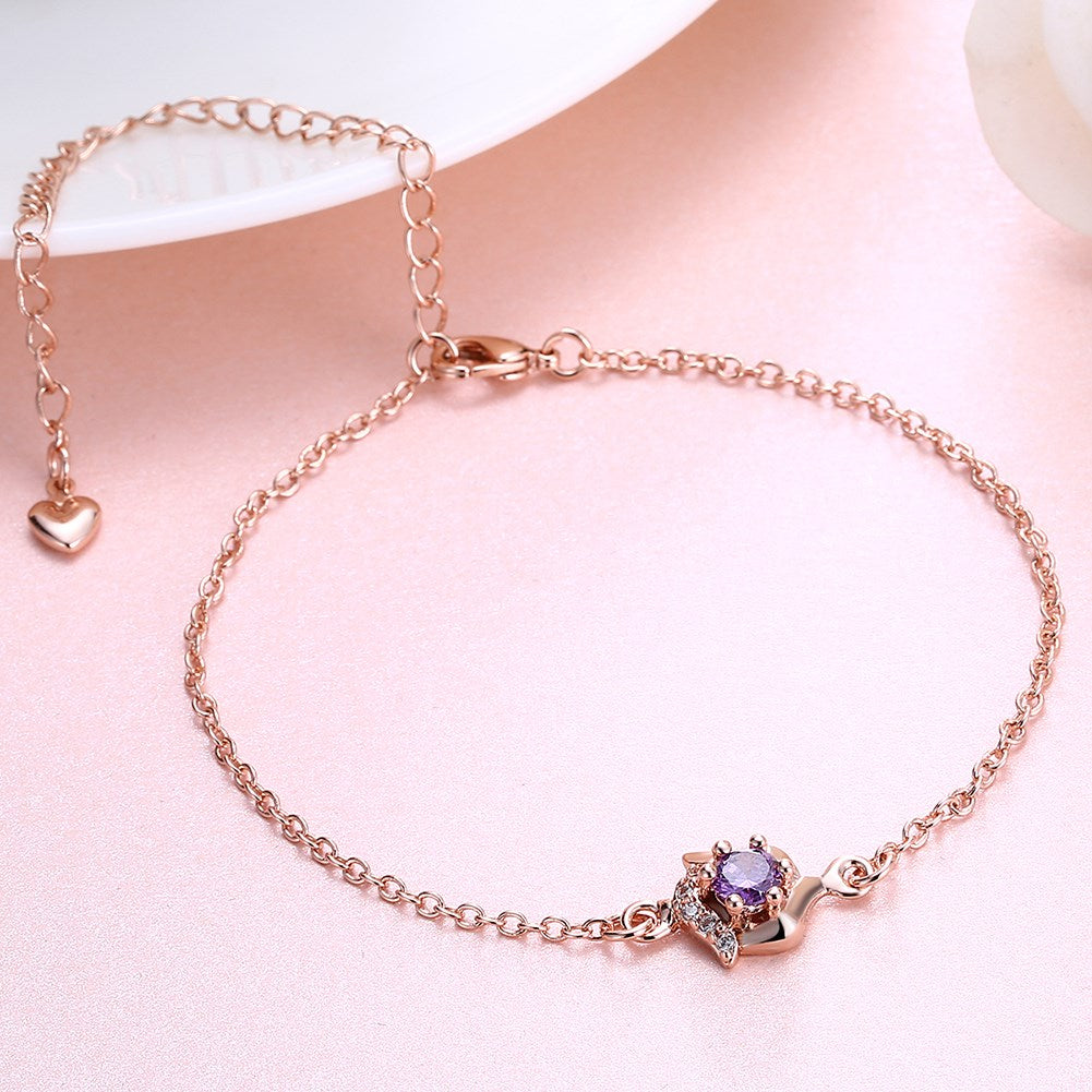 Pink Topaz Anklet in 18K Rose Gold Plated