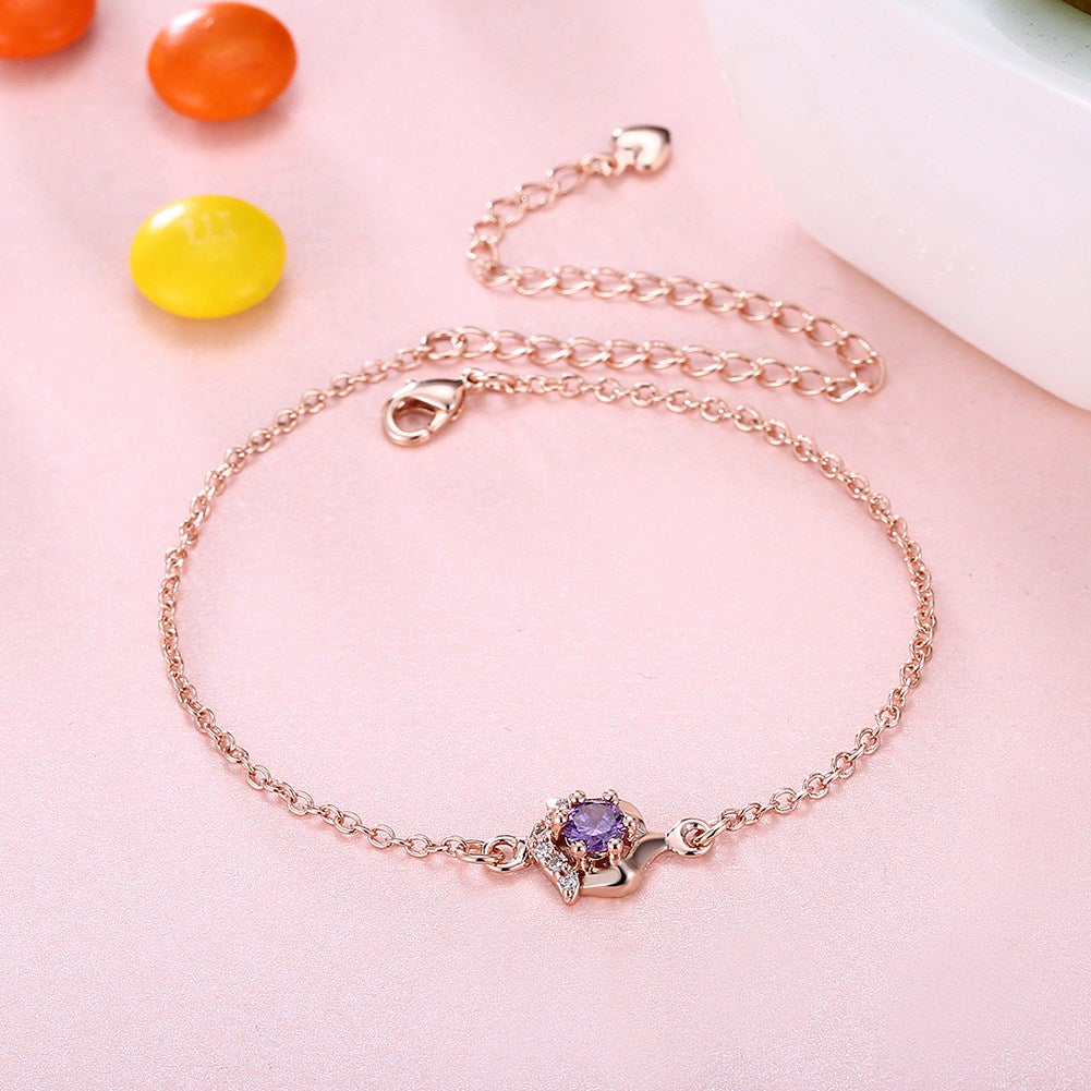Pink Topaz Anklet in 18K Rose Gold Plated