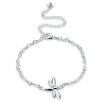 Flying Butterfly Anklet in 18K White Gold Plated