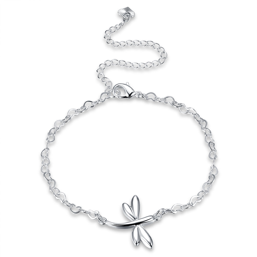 Flying Butterfly Anklet in 18K White Gold Plated