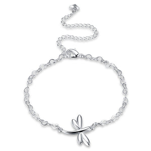 Flying Butterfly Anklet in 18K White Gold Plated
