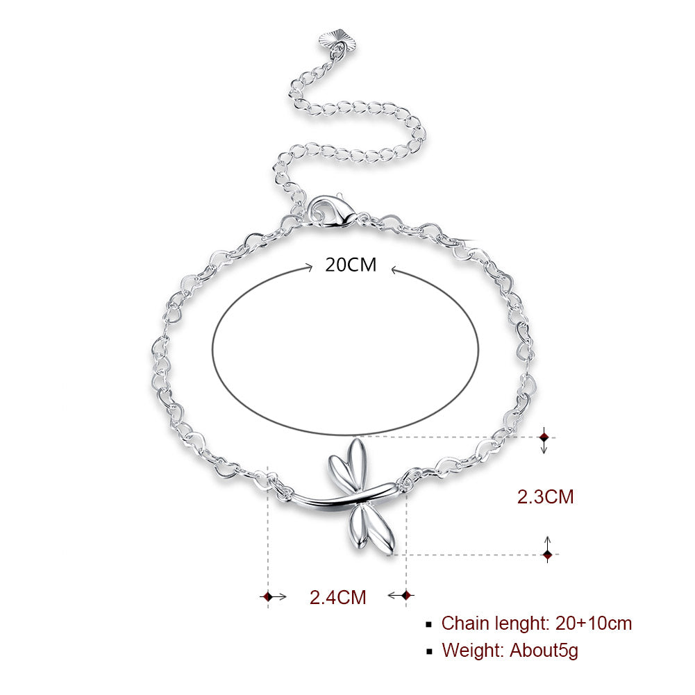 Flying Butterfly Anklet in 18K White Gold Plated