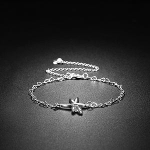 Flying Butterfly Anklet in 18K White Gold Plated
