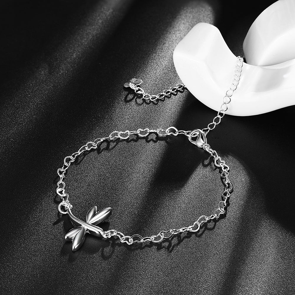 Flying Butterfly Anklet in 18K White Gold Plated
