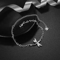 Flying Butterfly Anklet in 18K White Gold Plated