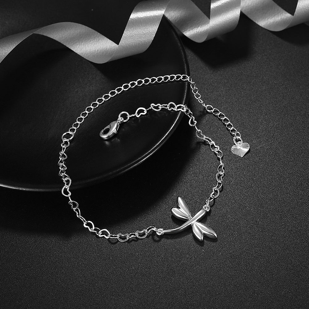 Flying Butterfly Anklet in 18K White Gold Plated