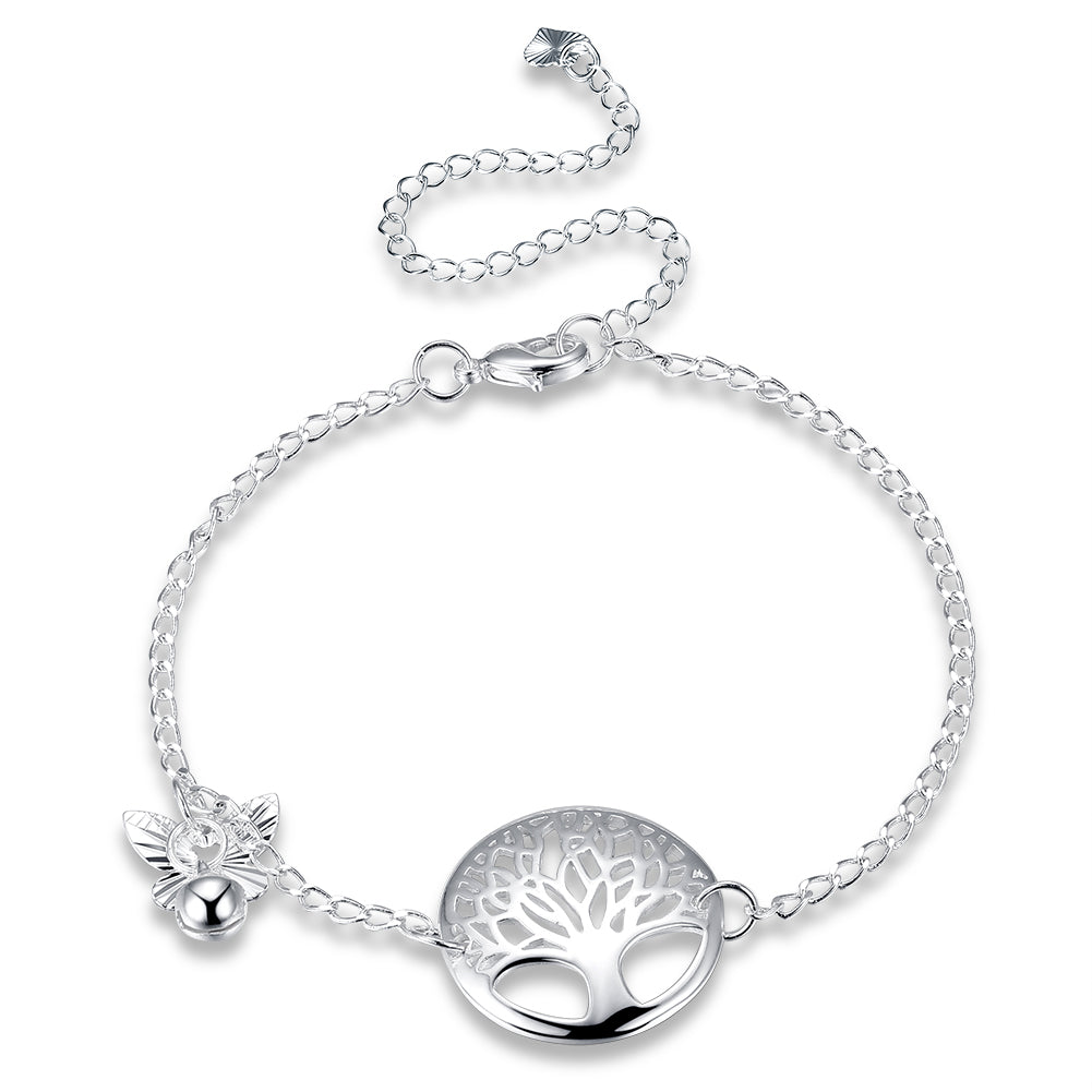Tree of Life Anklet in 18K White Gold Plated