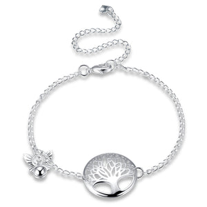 Tree of Life Anklet in 18K White Gold Plated