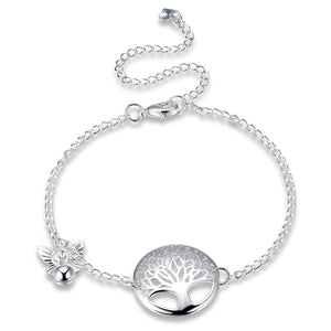 Tree of Life Anklet in 18K White Gold Plated