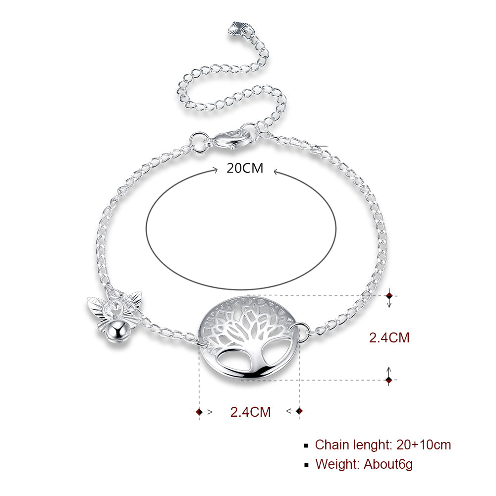 Tree of Life Anklet in 18K White Gold Plated