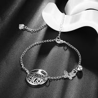 Tree of Life Anklet in 18K White Gold Plated