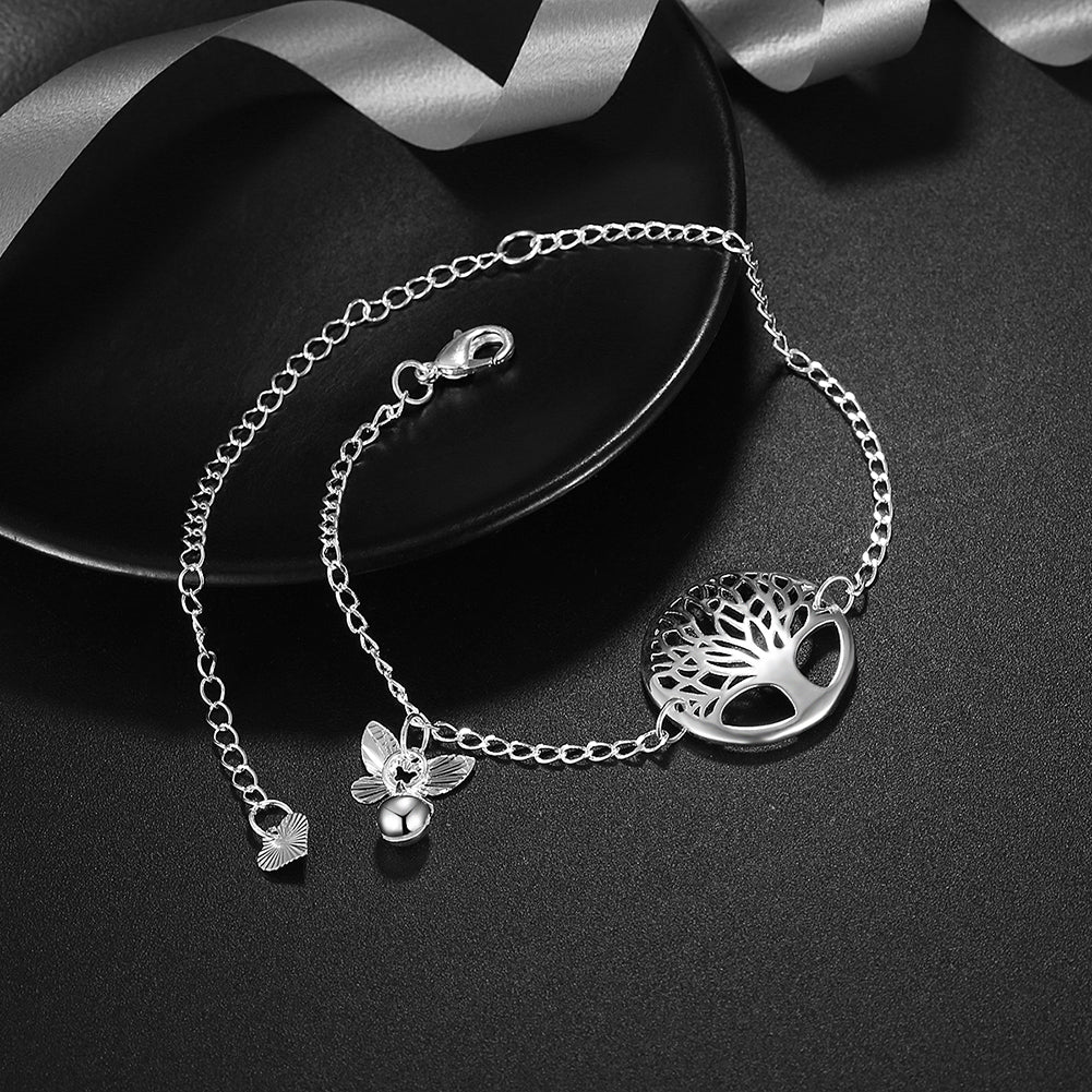 Tree of Life Anklet in 18K White Gold Plated