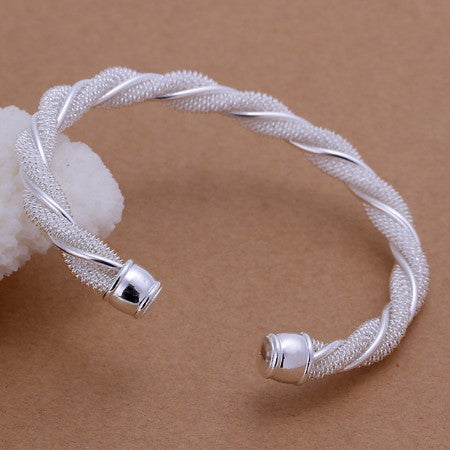 Twisted Mesh Silver Cuff Adjustable Bracelet - Golden NYC Jewelry www.goldennycjewelry.com fashion jewelry for women
