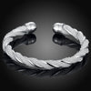 Twisted Mesh Silver Cuff Adjustable Bracelet