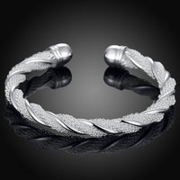 Twisted Mesh Silver Cuff Adjustable Bracelet