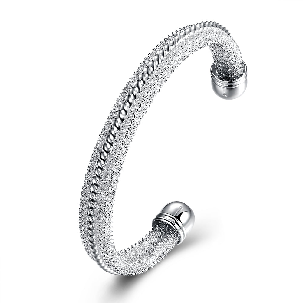Classic Mesh Adjustable Cuff Bangle in 18K White Gold Plated, Bangle, Golden NYC Jewelry, Golden NYC Jewelry jewelryjewelry deals, swarovski crystal jewelry, groupon jewelry,, jewelry for mom,