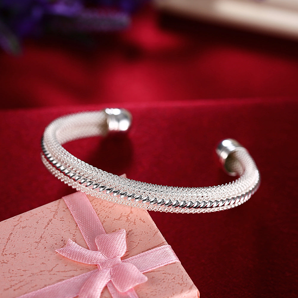 Classic Mesh Adjustable Cuff Bangle in 18K White Gold Plated, Bangle, Golden NYC Jewelry, Golden NYC Jewelry jewelryjewelry deals, swarovski crystal jewelry, groupon jewelry,, jewelry for mom,