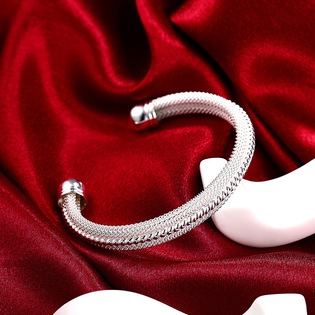 Classic Mesh Adjustable Cuff Bangle in 18K White Gold Plated, Bangle, Golden NYC Jewelry, Golden NYC Jewelry jewelryjewelry deals, swarovski crystal jewelry, groupon jewelry,, jewelry for mom,