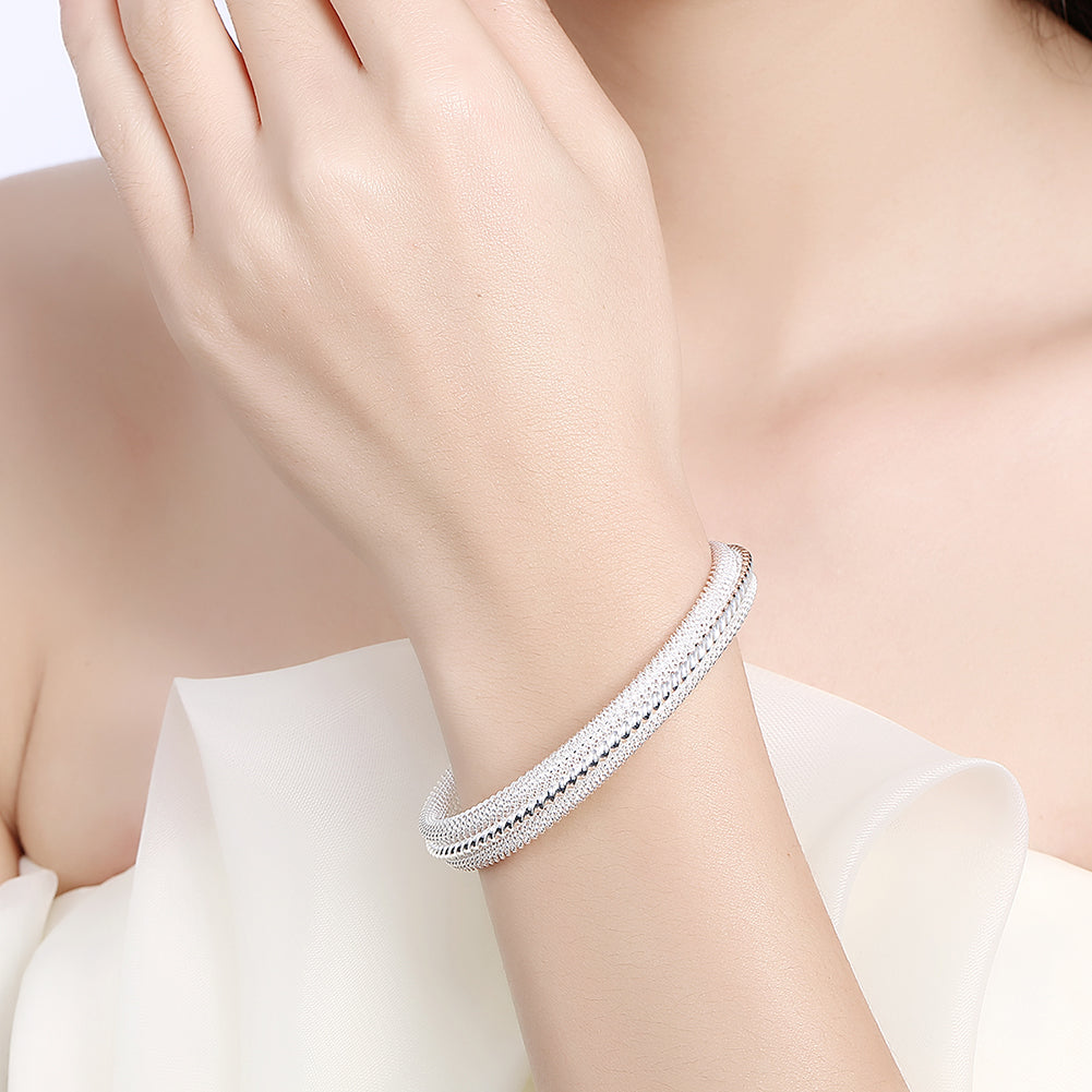 Classic Mesh Adjustable Cuff Bangle in 18K White Gold Plated, Bangle, Golden NYC Jewelry, Golden NYC Jewelry  jewelryjewelry deals, swarovski crystal jewelry, groupon jewelry,, jewelry for mom,