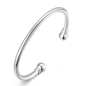 Smooth Adjustable Cuff Bangle in 18K White Gold Plated