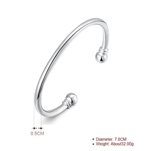 Smooth Adjustable Cuff Bangle in 18K White Gold Plated