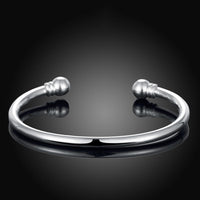 Smooth Adjustable Cuff Bangle in 18K White Gold Plated