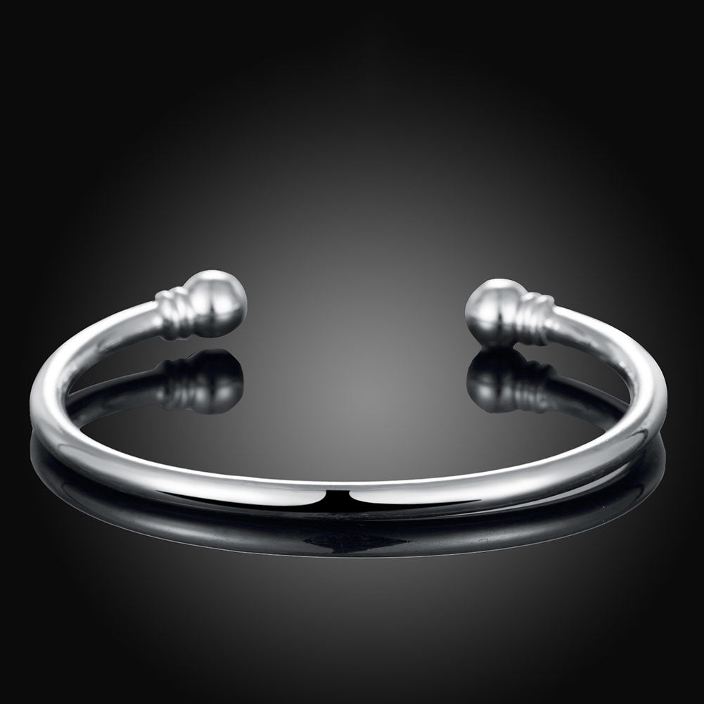 Smooth Adjustable Cuff Bangle in 18K White Gold Plated