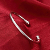 Smooth Adjustable Cuff Bangle in 18K White Gold Plated
