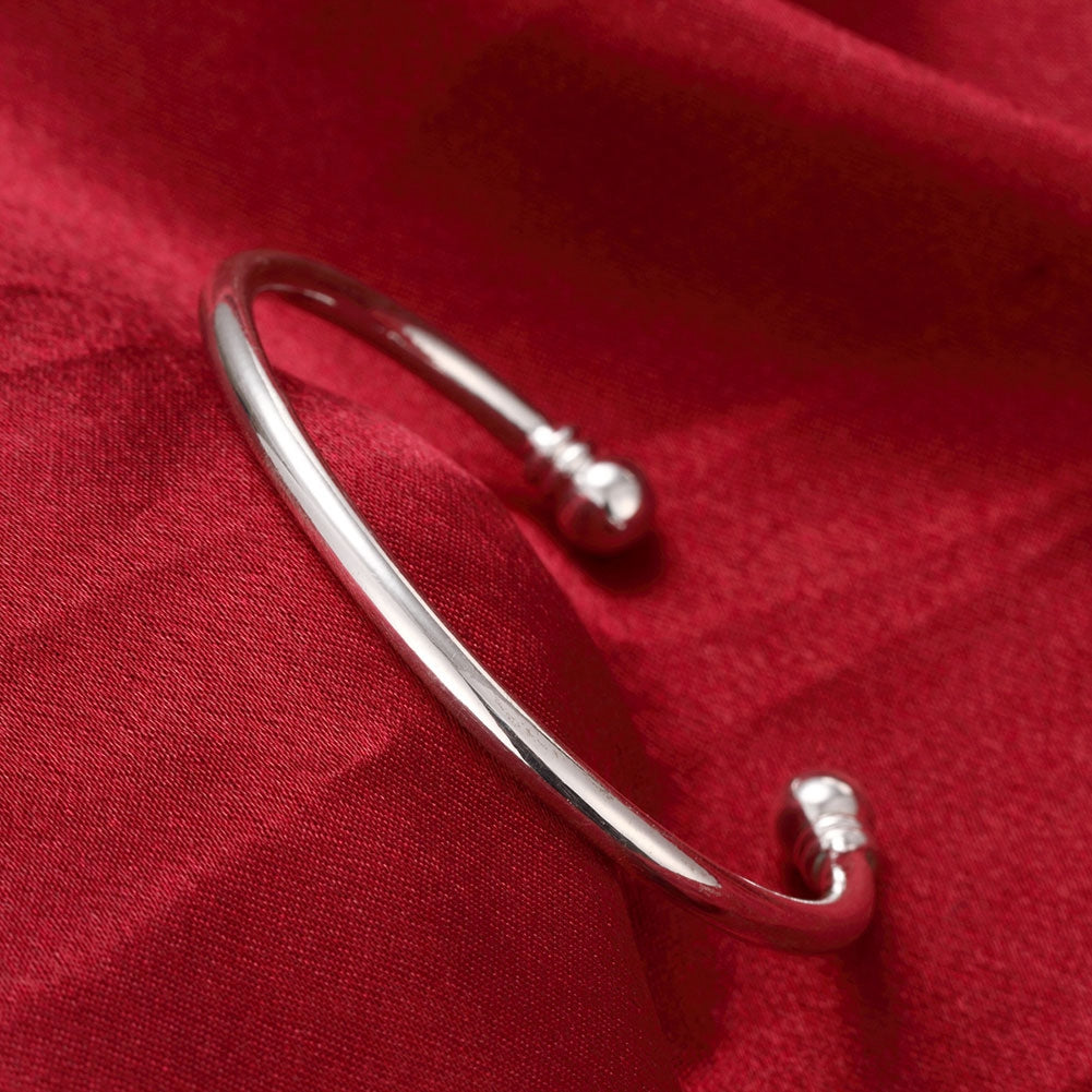 Smooth Adjustable Cuff Bangle in 18K White Gold Plated